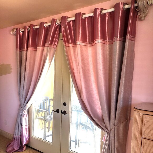 Pink Custom Grommet Top Drapery Panels Pair